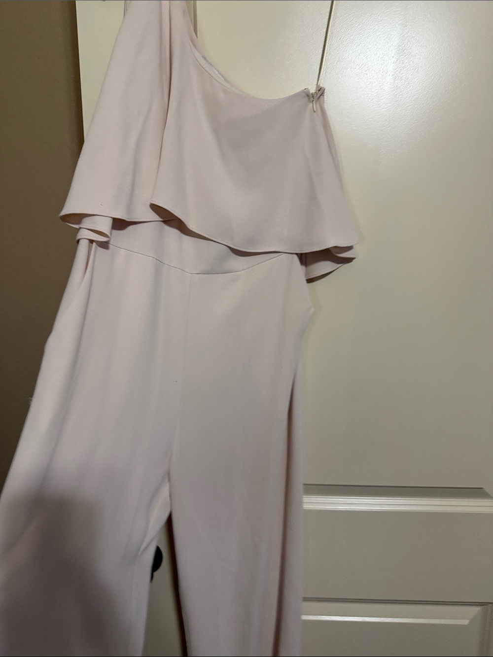 Lucy Paris One-Shoulder Ruffle Jumpsuit - Blush